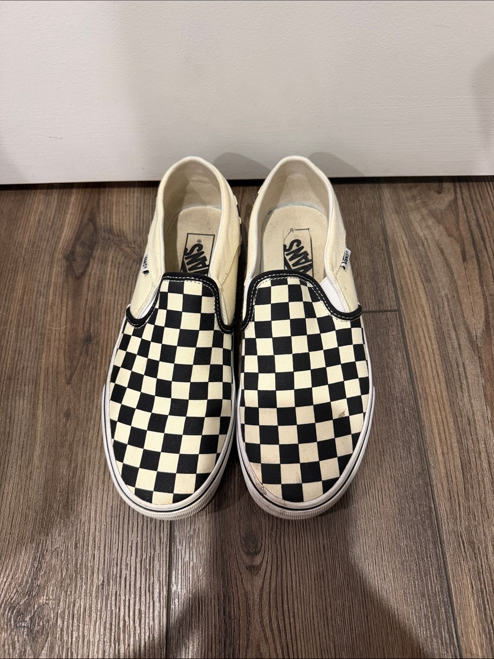 Vans Classic Slip-On Checkerboard Canvas Shoes - Black & Cream great condition